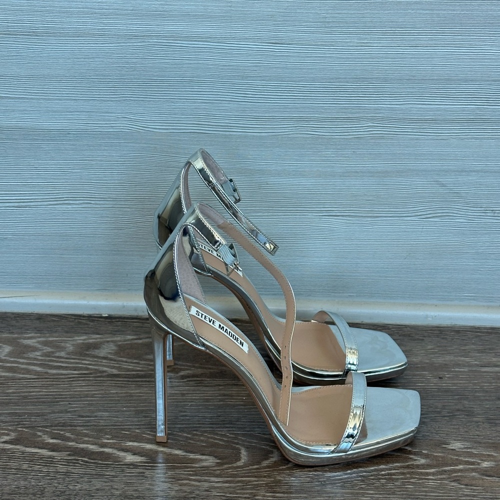 Silver heeled sandals